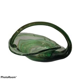 Sooner Glass Centerpiece Bowl Green & Clear Glass